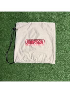 Simpson Racing Drawstring Bag Beige Red Logo Storage Pouch
